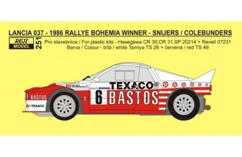 Decal – Lancia 037 „BASTOS“ - Rallye Bohemia 1986 winner – Snijers / Colebunders